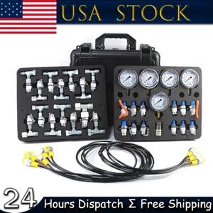 Excavator Hydraulic Pressure Test Kit 5 Hoses 5 Gauges 13 Couplings 14 Connector - Picture 1 of 13