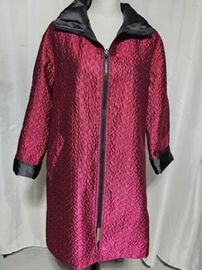 Mycra Pac Reversible Coat S/M Dressy Evening Fushia Black Hidden Hood - Picture 1 of 10