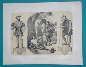 HISTORIA Caballero Bayard Arquitecto de la Muerte Goujon Rey Francisco I- 1861 Litografía Estampado - Imagen 1 de 1