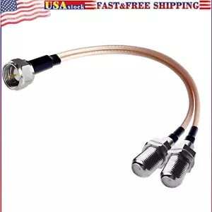 3 Way F Type Coax Cable Splitter F Male Female RG316 Coaxial Cable 19cm/7.5" - Picture 1 of 6