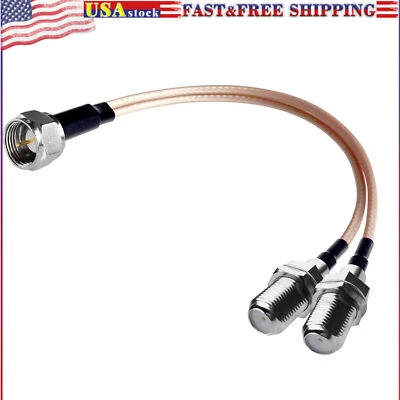 3 Way F Type Coax Cable Splitter F Male Female RG316 Coaxial Cable 19cm/7.5" - Image 1 of 4