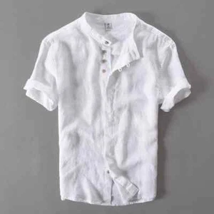 Herren Opa Freizeithemden Mandarine Smart Shirt kurzärmlig Sommer Top RH05 - Bild 1 von 6