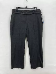 Apt. 9 Trouser Pants Women's 10PS Petite Relaxed Straight Black Stretch Belted - Picture 1 of 16