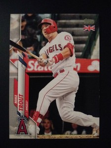 2020 Topps UK Edition Mike Trout Baseball Card # 1 Los Angeles Angels