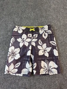 Boys Small 6-7 Black & White Floral Cherokee Swimtrunks - Picture 1 of 9