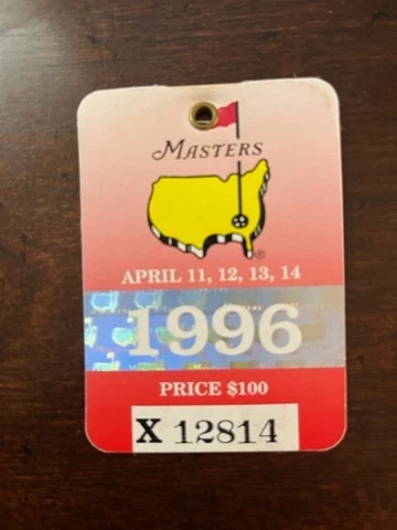 1996 Masters Badge  - Nick Faldo wins - COLLECTABLE Cover
