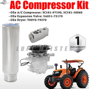 New AC Compressor Kit Fit Kubota Tractor M108S, M5040, M7040, M8540, M9540 - Picture 1 of 14