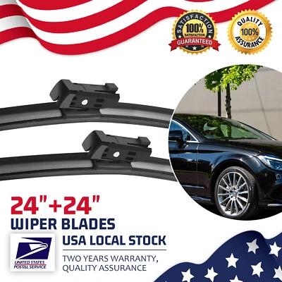 NEW Mute Windshield Wiper Blades 24"24" For 2015-2017 Mercedes-Benz E400 & E550 - Image 1 of 4