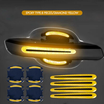 8PCs Set Carbon Fiber Car Door Handle Protector Film Anti Scratch Sticker - Image 1 of 4