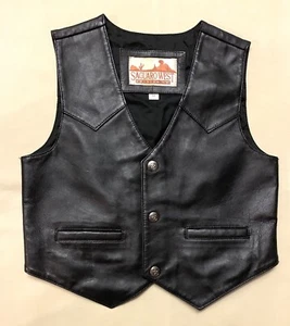 SAGUARO WEST TRADING CO. BLACK LEATHER VEST KIDS SIZE M Preowned - Picture 1 of 10