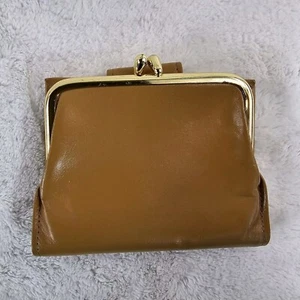 Vintage St.Thomas Lght Brown Leather Snap Top Coin/ Wallet Purse RCA Engraving - Picture 1 of 10