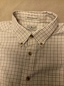 LL camicia fagiolo uomo grande verde plaid bottoni davanti - Foto 1 di 4