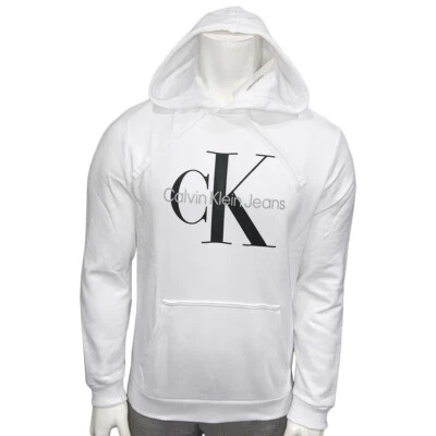 NWT CALVIN KLEIN MSRP $111.99 MENS WHITE LONG SLEEVE HOODIE SWEATSHIRT SIZE M XL - Image 1 of 4