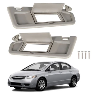 Durable Plastic Warm Gray Sun Visor W/ Mirror LH+RH For Honda Civic 2006-2011 - Picture 1 of 10