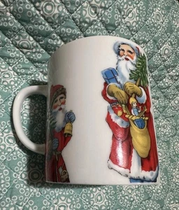 Taza de cacao vintage 1982 Navidad victoriana Santa "A Company of Friends" - Imagen 1 de 4