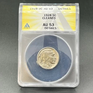 Buffalo Nickel 5C 1928, ANACS AU53 Detalles - Imagen 1 de 4