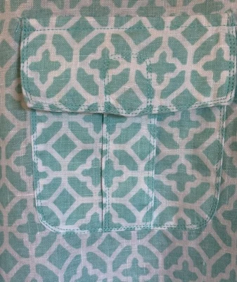 Blusa Charter Club Mujer 3X Lino Larga Slv Azul Blanco Estampado Bolsillos Pestaña Enrollable Foto 1 de 4