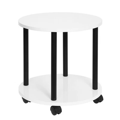 Beistelltisch - weiß Hochglanz - schwarz - rollbar Ecktisch Mehrzwecktisch - Bild 1 von 4