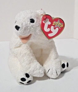 TY Beanie Baby Aurora White Polar Bear 2000 with PE Pellets and Tag Error - Picture 1 of 10