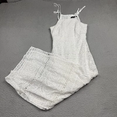 Vestido Feminino White House Black Market 0p Branco Bordado Ilhós Maxi - Imagem 1 de 4