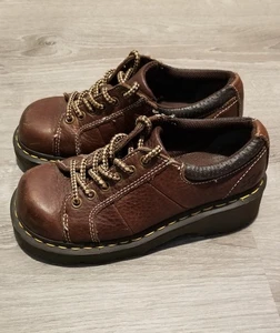 Dr Martens Melissa Lace Up Oxford Chunky Leather Shoes Womens Size 6 Brown - Picture 1 of 6