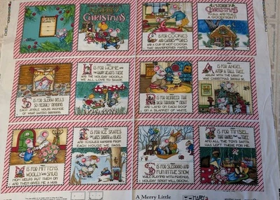 MARY ENGELBREIT Fabric A MERRY LITTLE CHRISTMAS Book Panel Cut n Sew~Vintage~OOP - Image 1 of 3