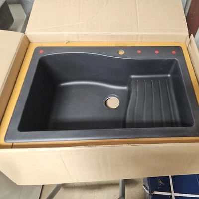  Single Bowl Granite Kitchen Sink 10 Inch Drop Rectangular 33" X 22" X 10" - Image 1 of 4
