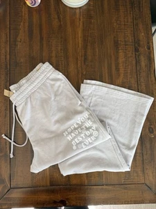 VICTORIA'S SECRET PINK HIGH WAIST FLARE LEG SWEAT PANTS JOGGER XL NWT Lavender - Picture 1 of 4