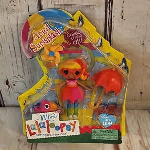 Lalaloopsy Mini 3" April Sunsplash Puppe mit Brille, Haustier, Regenschirm & Pinwheel Neu - Bild 1 von 11