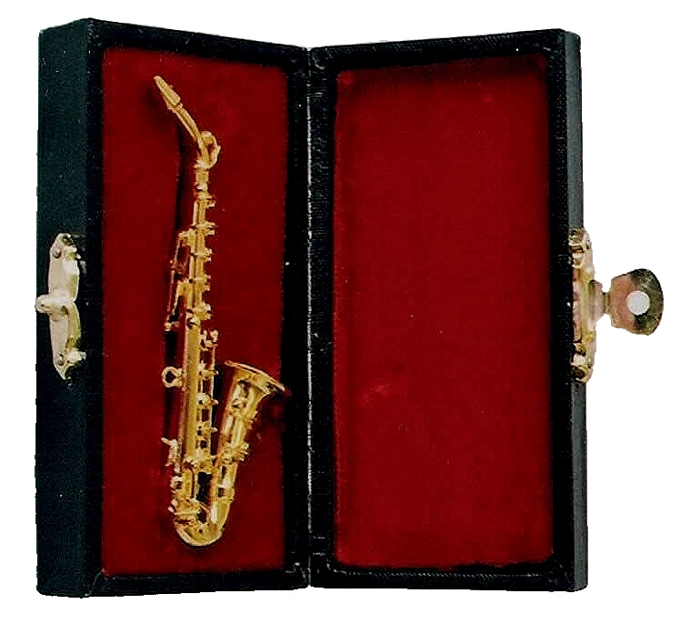 1:12 DOLLS HOUSE ALTO SAXOPHONE + CASE DELUXE - Image 1 of 1