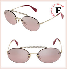 MIU MIU Societe Mu60ts Crystal Pink Gold Oval Rimless Mirrored Sunglasses 60t