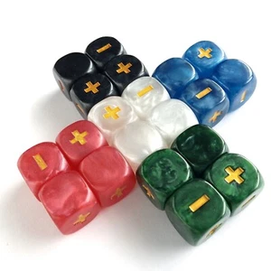 Fate Dice - 1 Set of 4 Role Playing Games Fudge RPG +- 16mm D6 Tabletop Pearl - Picture 1 of 25