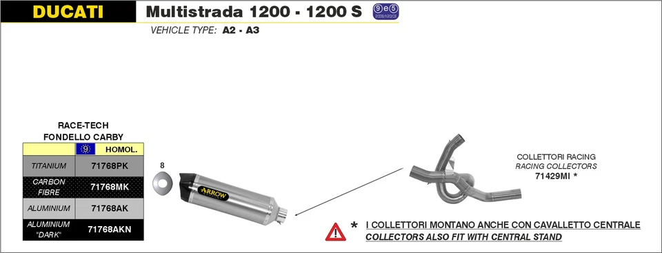 Escape Homologado Titanio-Carbón Arrow Ducati Multistrada 1200 S 10-14 - Imagen 1 de 1