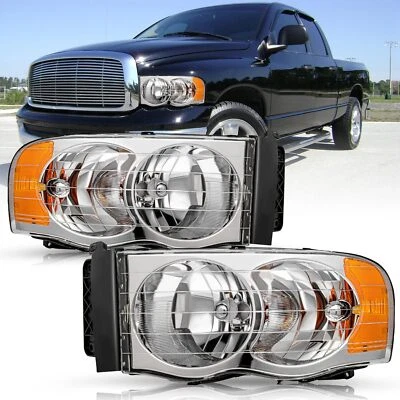 Conjunto de faros cromados para camioneta Dodge Ram 1500 2500 3500 2002-2005 Foto 1 de 4