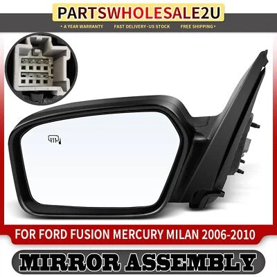 Espelho preto driver com luz de poça para Ford Fusion Mercury Milan 2006-2010 - Imagem 1 de 4