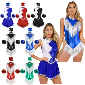 Women's Metallic Cheer Leader Uniform Costume Stage Performance Cheerleading - Picture 1 of 83