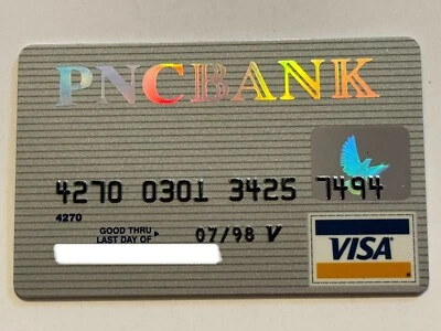 Tarjeta de crédito PNC Bank▪️Expirada en 1998▪️Pittsburgh National Corp.▪️Plata Foto 1 de 2