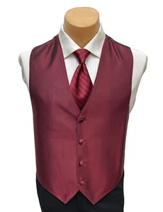 Men's Jean Yves Claret Red Tuxedo Vest with Long Tie Burgundy Wine Small S - Picture 1 of 5