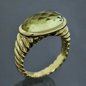 David Yurman Noblesse 18K Yellow Gold Oval Lemon Citrine Classic Cable Ring Sz 6 - Picture 1 of 6