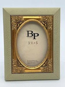 BP Brushed Gold Tone Oval Floral Picture Photo Frames for 3.5"x5" Antique Look - Picture 1 of 7
