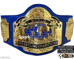 NWA World Tag Team Wrestling Champions Replica Tittle Belt 4mm Zinc Blue Strap - Picture 1 of 6