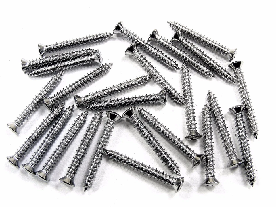 Tornillos interiores cromados Honda - #8 x 1-1/4" de largo - #6 cabeza ovalada - 25 tornillos - #281 Foto 1 de 4