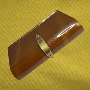ART DECO ✨ BUTTERSCOTCH TORTOISESHELL AMBER TONE✨ BAKELITE LUCITE ✨ CLUTCH PURSE - Picture 1 of 23