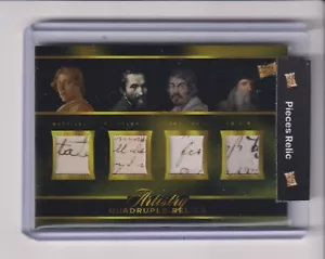PIECES PAST ART & MUSIC QUAD HAND WRITTEN RELIC -MICHELANGELO - DA VINCI + - Picture 1 of 1