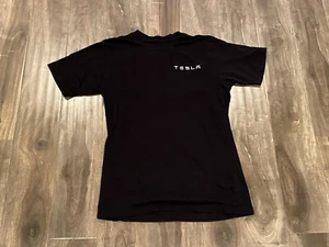 Mens Tesla Cotton Logo Black Shirt Car Automobile Short Sleeve Pullover XS - Picture 1 of 4
