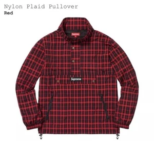 Brandneu SUPREME NYLON KARIERTE PULLOVERJACKE ROT GR. M FW18 BOGO BOX LOGO KAPUZENPULLOVER - Bild 1 von 3