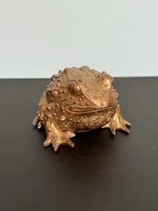 Karen Callan 3 Inch X 2 Inch Heavy Gilt Metal Frog/Toad Paperweight Or Statue - Picture 1 of 10
