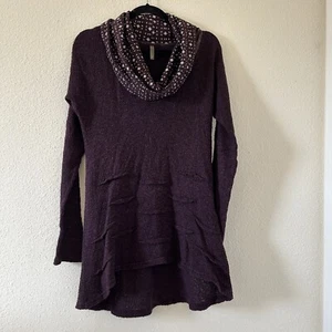 XCVI Cowl Southwestern Print Boho Turtleneck Knit Sweater Women Sz Medium Casual - Picture 1 of 11