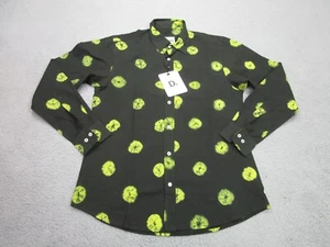 Dushyant Shirt Mens M Button Up Black Yellow Tie Dye Spots Medium India - Picture 1 of 13