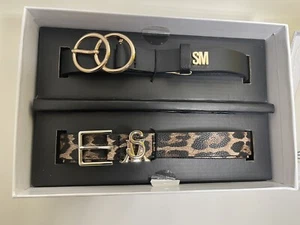 Nuove cinture Steve Madden confezione regalo nera fibbia leopardata donna taglia S/M - Foto 1 di 9